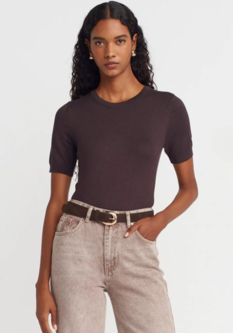 Bisiklet Yaka Kısa Kol Basic Triko Bluz 