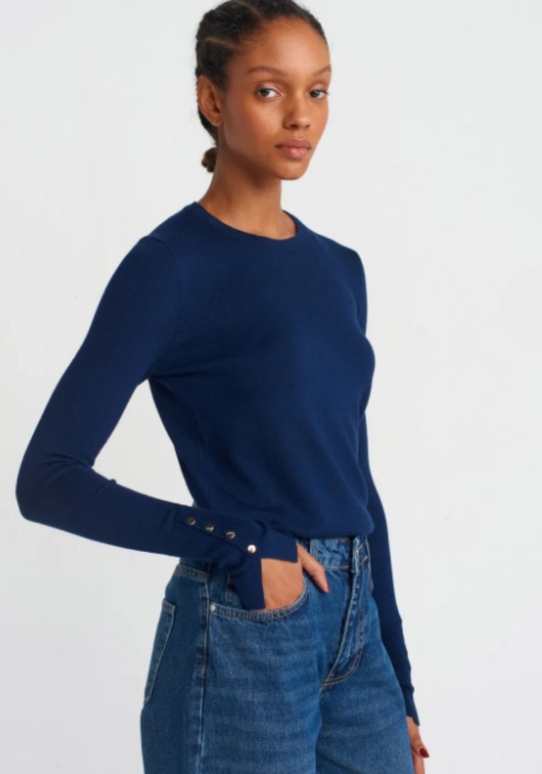 Bisiklet Yaka Kol Ortası Droplu Kazak 