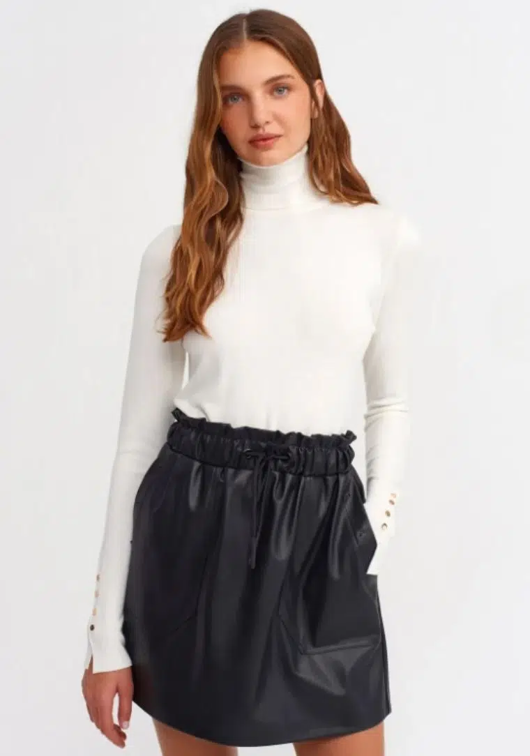 Balıkçı Yaka Kolu Droplu Kazak 