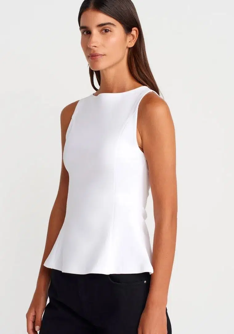 21001 DİL Kayık Yaka Peplum Top 