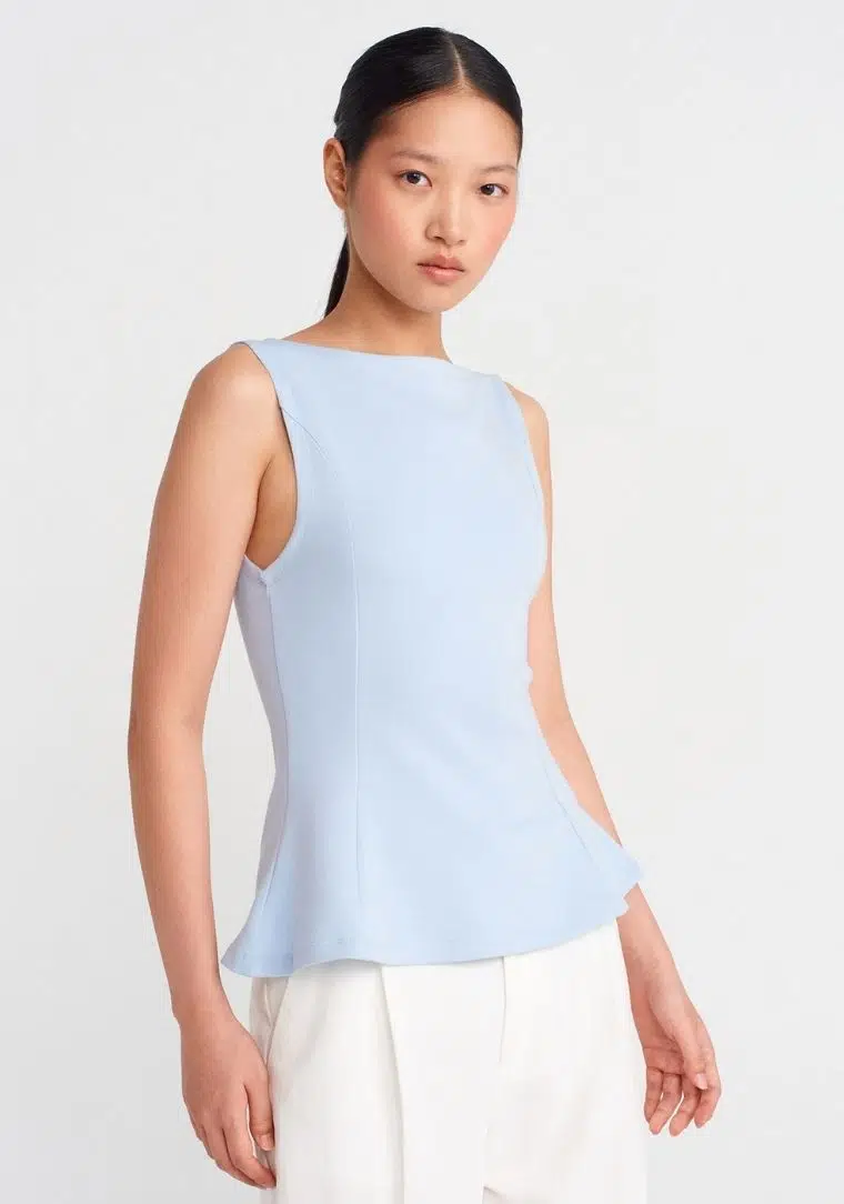 21001 DİL Kayık Yaka Peplum Top 