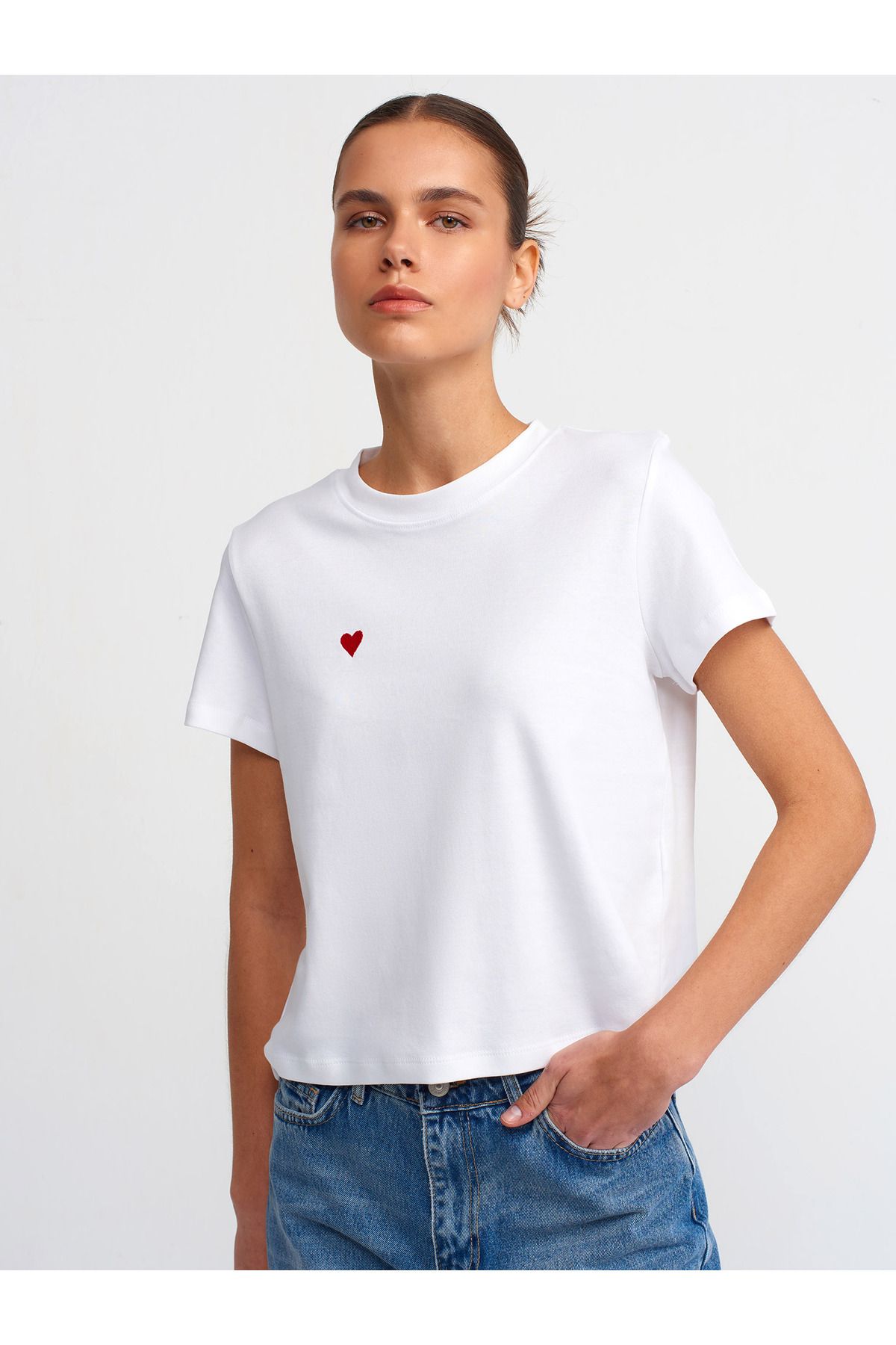 30584 DİL Bisiklet Yaka Pamuklu Tshirt 