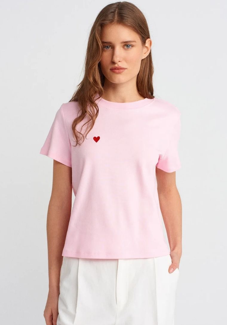 30584 DİL Bisiklet Yaka Pamuklu Tshirt 