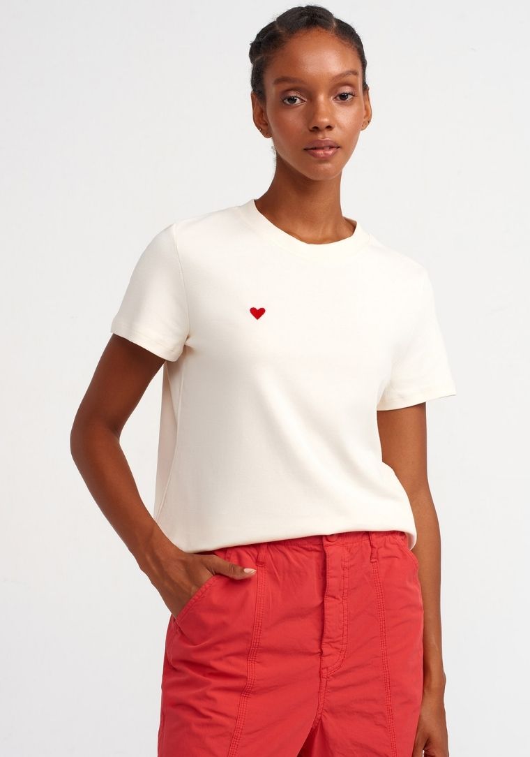 30584 DİL Bisiklet Yaka Pamuklu Tshirt 
