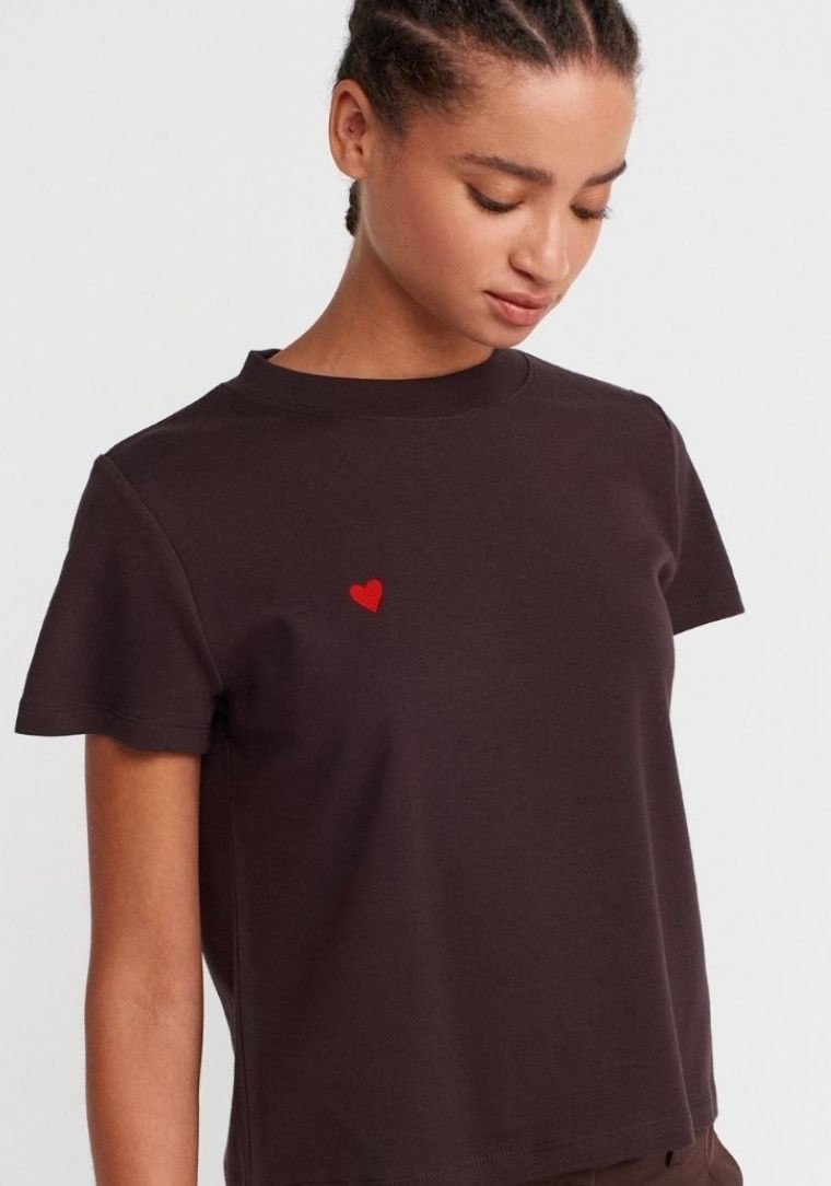30584 DİL Bisiklet Yaka Pamuklu Tshirt 
