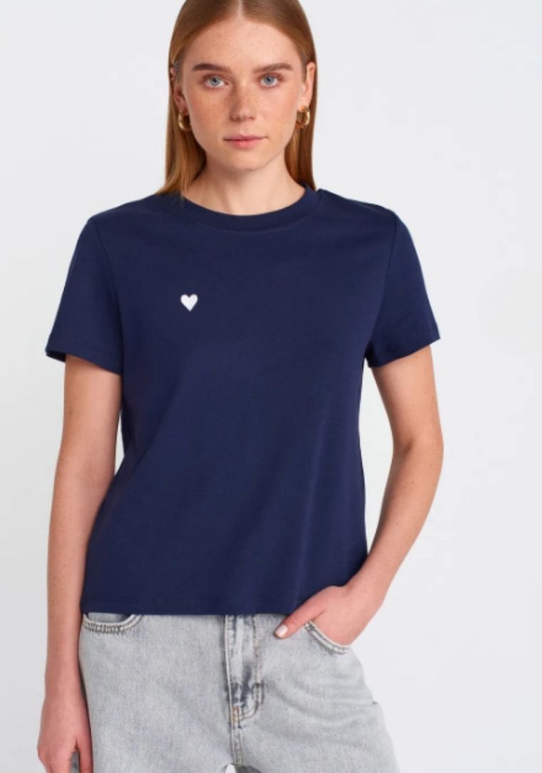 30584 DİL Bisiklet Yaka Pamuklu Tshirt 