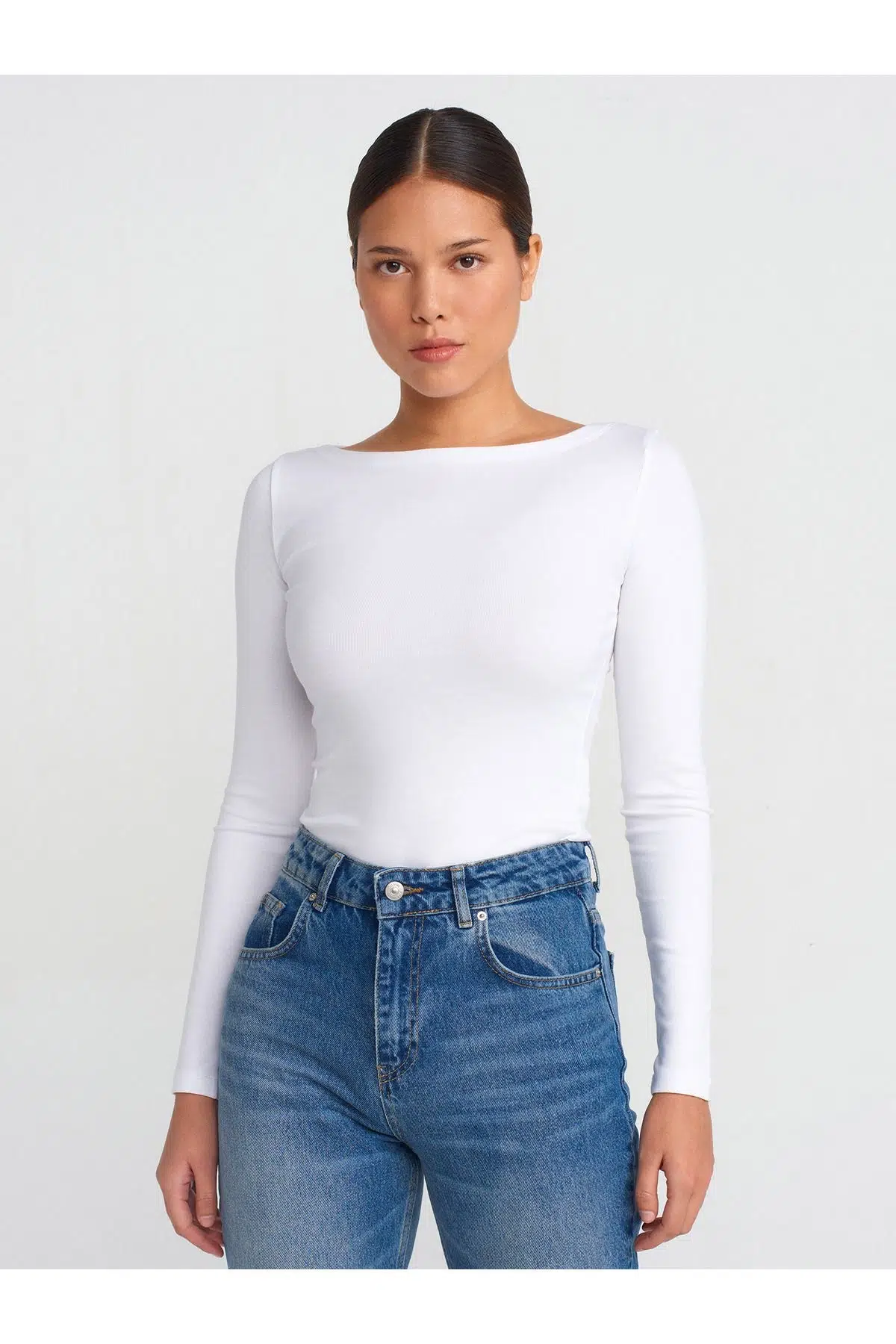 31332 DİL Kayık Yaka Uzun Kollu Top 