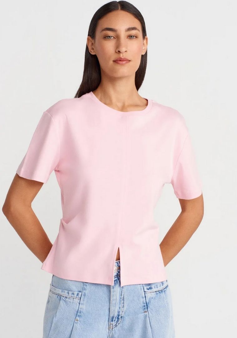 31874 DİL Yırtmaç Detaylı T-shirt 