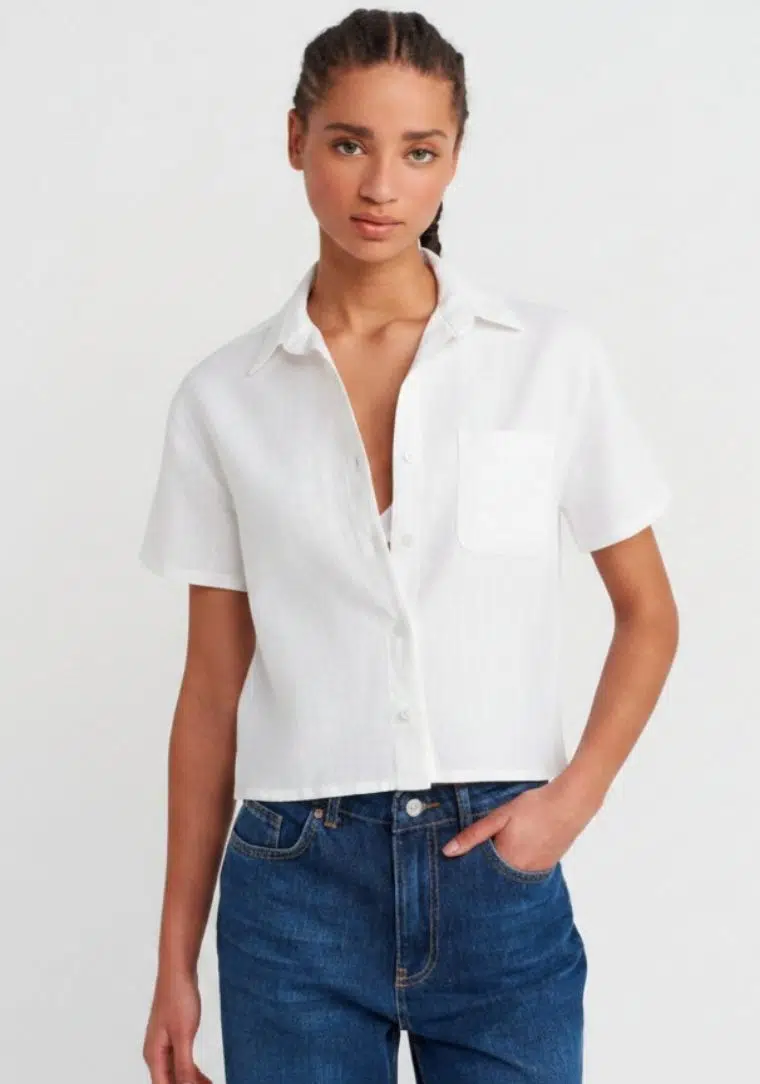 Kısa Kollu Göğüs Cep Gömlek 