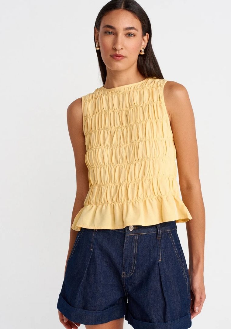 50845 DİL Kolsuz Crop Bluz 