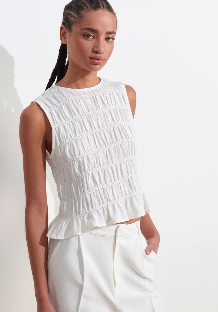 50845 DİL Kolsuz Crop Bluz 