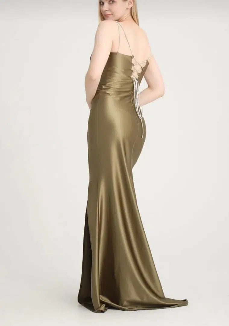 5460-150 LOV Elbise Askısı Simli Uzun Saten 