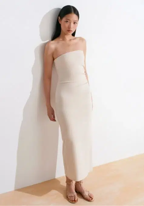 Straplez Midi Elbise 