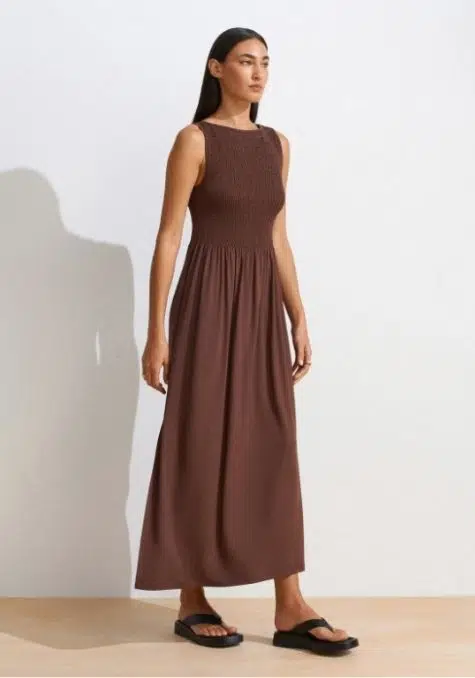 Kayık Yaka Midi Elbise 