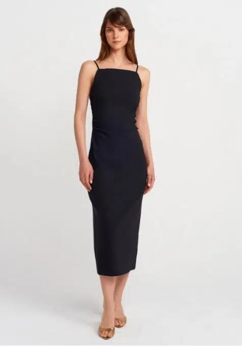 Büzgülü Midi Elbise 