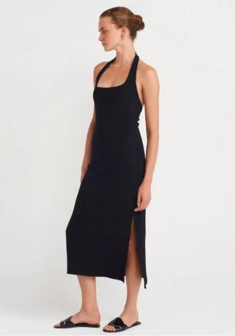 Halter Yaka Midi Elbise 