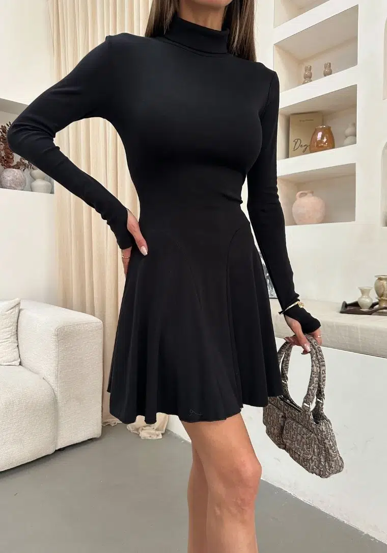 MOODAY Dikiş Detaylı Kloş Elbise 