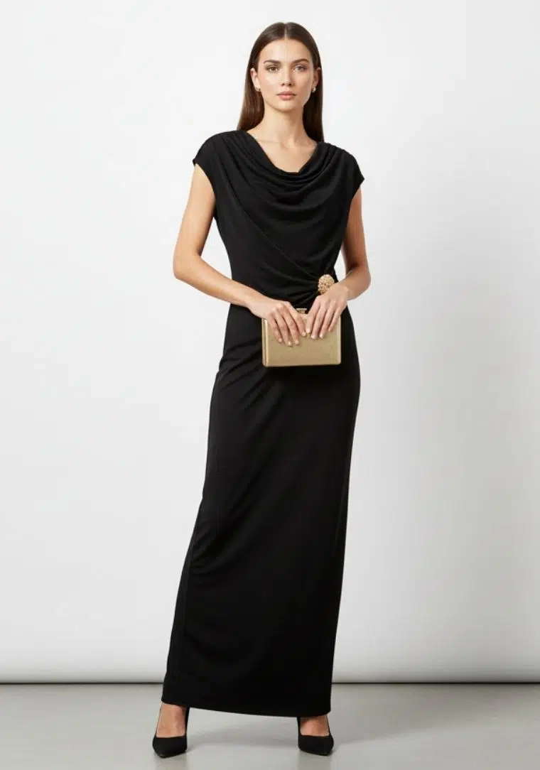 Yan Toka Detaylı Elbise 