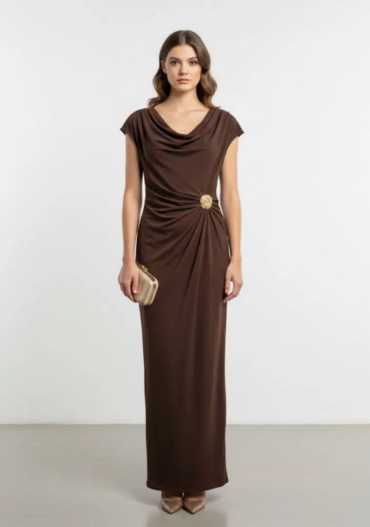 Yan Toka Detaylı Elbise 