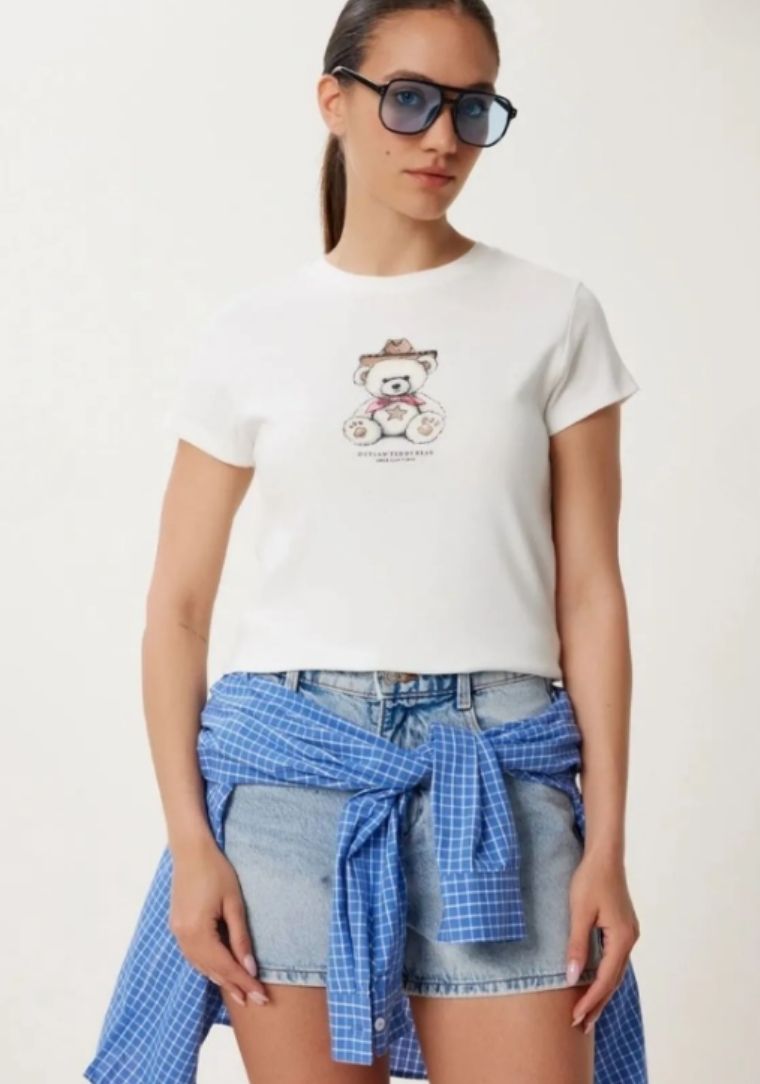 S0018361 BSM Ayıcık Baskılı T-shirt 