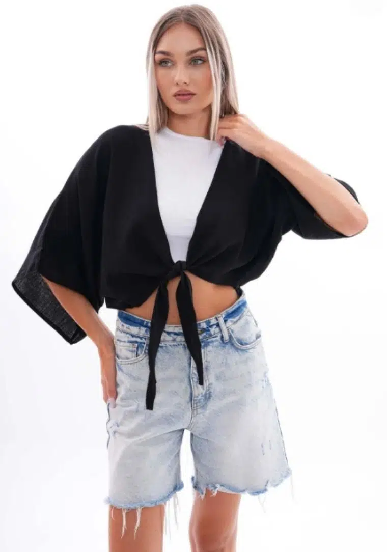 S0018376 BSM Bel Bağlamalı Bluz 