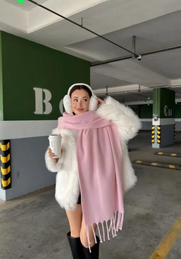 Püsküllü Şal PEMBE