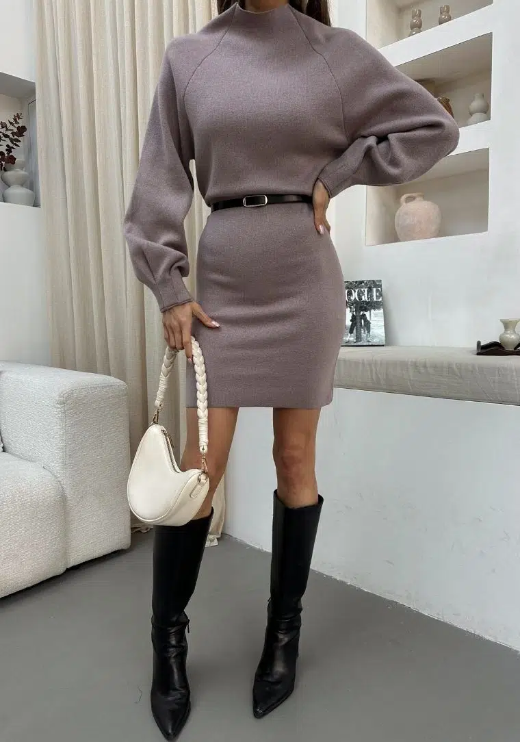 MOODAY Kemerli Triko Elbise 