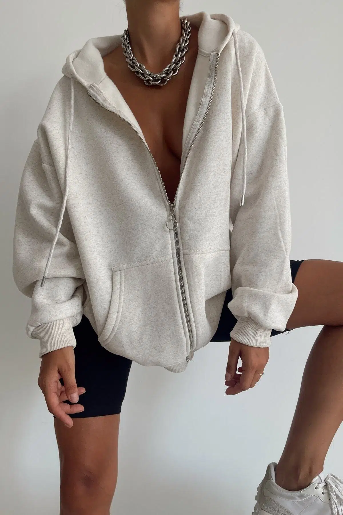 W0008672 BSM Oversize Kapşonlu Hırka 